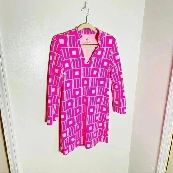 NWOT Mahi Gold Penelope Sailor Tunic Mini Dress in Pink White Resort Vacation - Picture 7 of 7